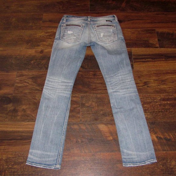 Miss Me Jeans Size 25 Signature Straight Low Rise Denim Distressed 8 Pockets - Picture 4 of 12